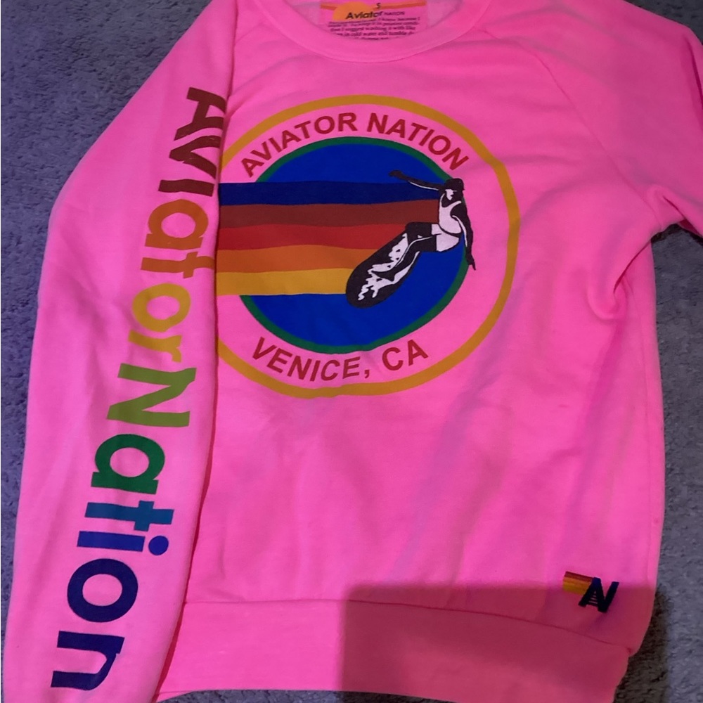 COPY - Woman’s neon pink aviator nation crew neck size S
